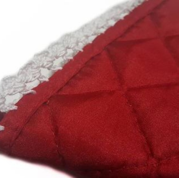 Red Oven Pot Holder Mitt Glove-Hanging Glove Fancy - Picture 3 of 6